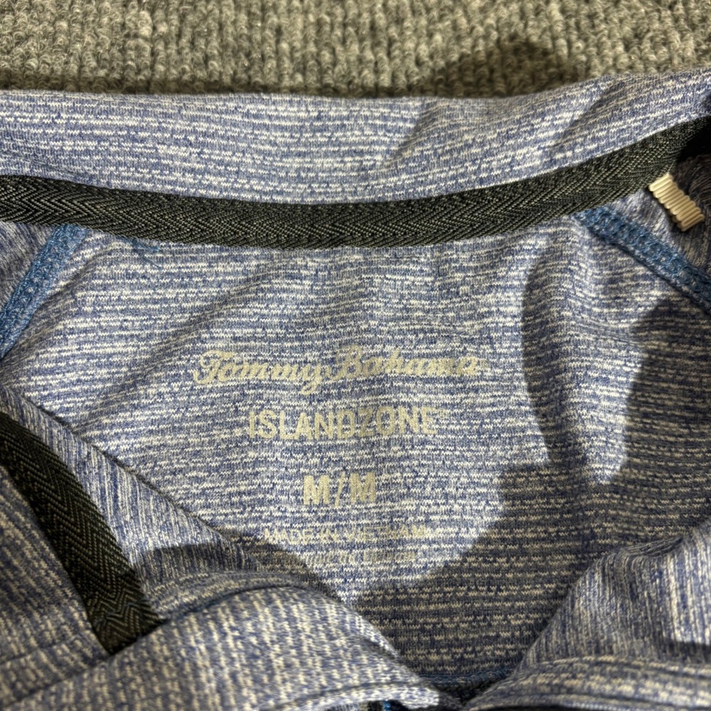 Tommy Bahama IslandZone Mens Blue Space Dye Quarter Zip Pullover Sweater Medium - Picture 4 of 9